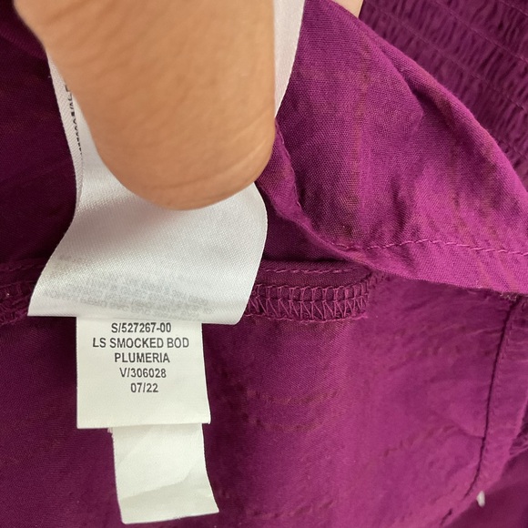 Old Navy Smocked Square Neck Seersucker Babydoll Blouse XXL Plumeria Purple NWT - Picture 8 of 10